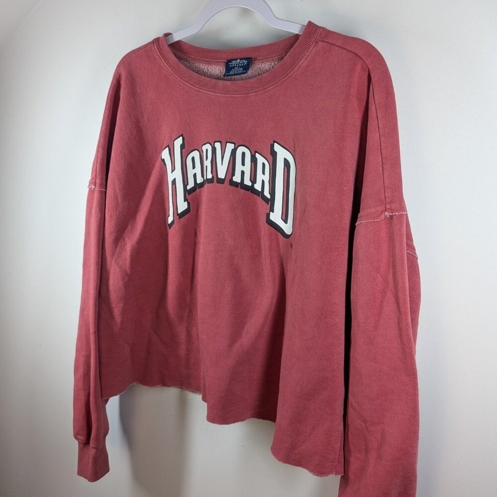 Charles River Apparel Harvard Crimson Red Cropped Sweatshirt Womens Size Large‎ - Picture 3 of 6